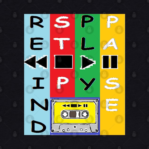 Vintage Cassette Tape Rewind Stop Play Pause by LowEndGraphics by LowEndGraphics